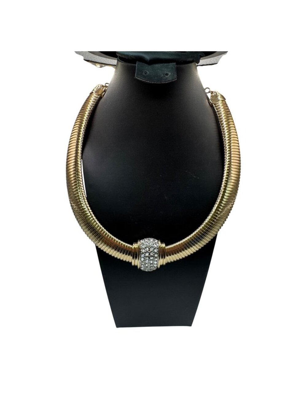 JVC Cobra Snake Choker Gold-Tone Necklace Crystal Accent By OPC Modernist MCM